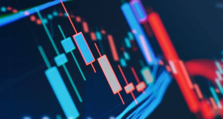 forex trading graph and candlestick chart suitable for financial investment concept. Economy trends background for business idea and all art work design. Abstract finance background.